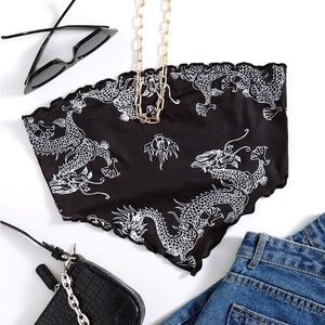 SUMMER CROPTOP, DRAGON PATTERN, FLASE “BANADANNA” CROPTOP, SHEIN SIZE S